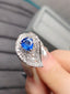 14K GOLD 1.81 CTW VIVID BLUE NATURAL SAPPHIRE & DIAMOND RING