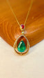 14K GOLD 1.65 CT NATURAL EMERALD & DIAMOND PENDANT