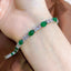 14K GOLD 12.97 CTW VIVID GREEN NATURAL EMERALD & SAPPHIRE BRACELET