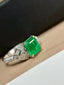 14K GOLD 1.85 CT NATURAL EMERALD & DIAMOND RING