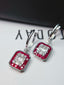 14K GOLD 2.65 CT NATURAL RUBY & SAPPHIRE EARRINGS