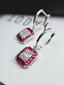 14K GOLD 2.65 CT NATURAL RUBY & SAPPHIRE EARRINGS