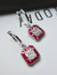 14K GOLD 2.65 CT NATURAL RUBY & SAPPHIRE EARRINGS