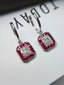 14K GOLD 2.65 CT NATURAL RUBY & SAPPHIRE EARRINGS