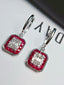 14K GOLD 2.65 CT NATURAL RUBY & SAPPHIRE EARRINGS