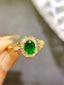 14K GOLD 1.05 CTW NATURAL EMERALD & DIAMOND RING