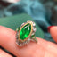 14K GOLD 1.74 CTW VIVID GREEN NATURAL EMERALD & TSAVORITE RING