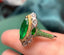 14K GOLD 1.74 CTW VIVID GREEN NATURAL EMERALD & TSAVORITE RING