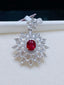 14K GOLD 0.70 CT NATURAL RUBY & SAPPHIRE & DIAMOND PENDANT