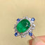 14K GOLD 3.98 CTW VIVID GREEN NATURAL EMERALD & SAPPHIRE RING/PENDANT