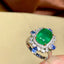 14K GOLD 3.98 CTW VIVID GREEN NATURAL EMERALD & SAPPHIRE RING/PENDANT