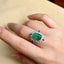 14K GOLD 3.98 CTW VIVID GREEN NATURAL EMERALD & SAPPHIRE RING/PENDANT