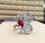 14K GOLD 2.24 CTW INTENSE RED NATURAL RUBY & DIAMOND RING