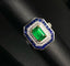 14K GOLD 1.32 CT VIVID GREEN NATURAL EMERALD & SAPPHIRE & DIAMOND RING/PENDANT