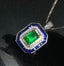 14K GOLD 1.32 CT VIVID GREEN NATURAL EMERALD & SAPPHIRE & DIAMOND RING/PENDANT