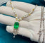 14K GOLD 6.29 CTW NATURAL EMERALD & SAPPHIRE NECKLACE