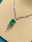 14K GOLD 6.29 CTW NATURAL EMERALD & SAPPHIRE NECKLACE