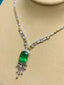 14K GOLD 6.29 CTW NATURAL EMERALD & SAPPHIRE NECKLACE