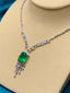 14K GOLD 6.29 CTW NATURAL EMERALD & SAPPHIRE NECKLACE