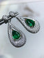 14K GOLD 1.53 CT NATURAL EMERALD & DIAMOND EARRINGS