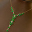 14K GOLD 10.33 CTW INTENSE GREEN NATURAL EMERALD & DIAMOND NECKLACE