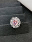 14K GOLD 4.64 CTW VIVID PINK NATURAL MORGANITE & SAPPHIRE RING