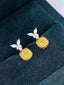 14K GOLD 1.48 CTW NATURAL YELLOW DIAMOND & DIAMOND EARRINGS