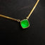 14K GOLD 6.15 CT VIVID GREEN NATURAL EMERALD NECKLACE