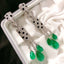 14K GOLD 11.95 CTW VIVID GREEN NATURAL EMERALD & DIAMOND EARRINGS