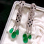 14K GOLD 11.95 CTW VIVID GREEN NATURAL EMERALD & DIAMOND EARRINGS