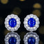 14K GOLD 2.11 CTW VIVID BLUE NATURAL SAPPHIRE & DIAMOND EARRINGS