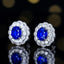 14K GOLD 2.11 CTW VIVID BLUE NATURAL SAPPHIRE & DIAMOND EARRINGS