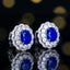 14K GOLD 2.11 CTW VIVID BLUE NATURAL SAPPHIRE & DIAMOND EARRINGS