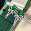 14K GOLD 7.42 CTW VIVID GREEN NATURAL EMERALD & DIAMOND EARRINGS