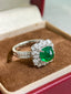 14K GOLD 3.90 CTW NATURAL EMERALD & DIAMOND RING