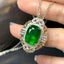 14K GOLD 8.47 CTW VIVID GREEN NATURAL EMERALD & DIAMOND RING/PENDANT