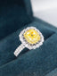 14K GOLD 2.58 CTW NATURAL YELLOW DIAMOND & DIAMOND RING