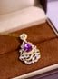 14K GOLD 2.48 CTW VIVID PURPLE NATURAL SAPPHIRE & DIAMOND PENDANT