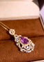 14K GOLD 2.48 CTW VIVID PURPLE NATURAL SAPPHIRE & DIAMOND PENDANT