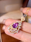 14K GOLD 2.48 CTW VIVID PURPLE NATURAL SAPPHIRE & DIAMOND PENDANT