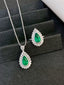 14K GOLD 7.28 CTW VIVID GREEN NATURAL EMERALD & DIAMOND JEWELRY SET