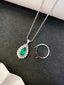 14K GOLD 7.28 CTW VIVID GREEN NATURAL EMERALD & DIAMOND JEWELRY SET