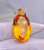 14K GOLD 29.30 CT NATURAL CITRINE & DIAMOND PENDANT