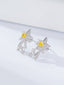 14K GOLD 0.48 CTW NATURAL YELLOW DIAMOND & DIAMOND EARRINGS