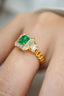 14K GOLD 1.37 CTW VIVID GREEN NATURAL EMERALD & DIAMOND RING