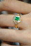 14K GOLD 1.37 CTW VIVID GREEN NATURAL EMERALD & DIAMOND RING