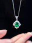 14K GOLD 2.51 CTW VIVID GREEN NATURAL EMERALD & DIAMOND PENDANT