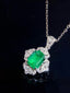 14K GOLD 2.51 CTW VIVID GREEN NATURAL EMERALD & DIAMOND PENDANT