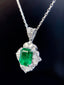 14K GOLD 2.51 CTW VIVID GREEN NATURAL EMERALD & DIAMOND PENDANT