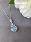 14K GOLD 1.53 CTW VIVID BLUE NATURAL AQUAMARINE & DIAMOND PENDANT